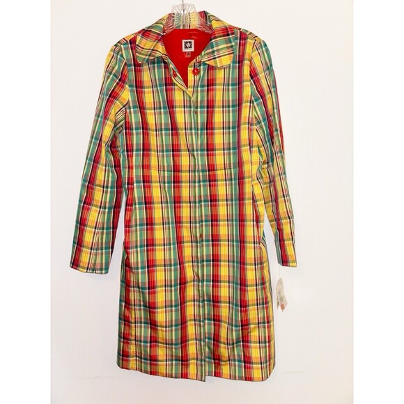 Anne Klein Plaid Yellow Orange Green Light Jacket Size 4 - Picture 1 of 9
